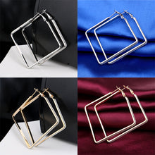 Rhombus Loop Big Circle Hoop Earrings for Women Lady Girls Jewelry Large Big Hoop Earrings J4U66
