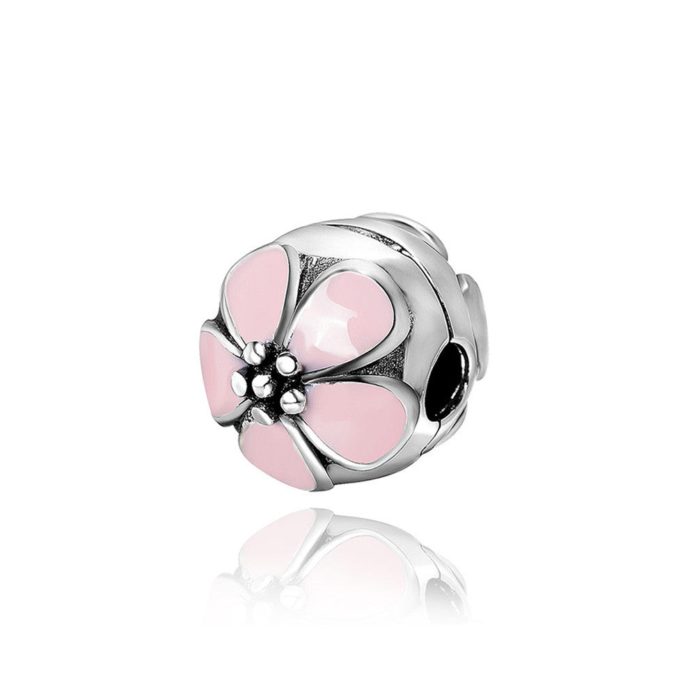 romacci diy bead beautiful daisy enameled clip bead women jewelry5 sterling silver for 3mm european charm bracelet J4U66