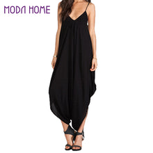 rompers women jumpsuit deep v neck spaghetti straps maxi long rompers pants black J4U66