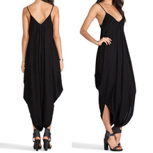 rompers women jumpsuit deep v neck spaghetti straps maxi long rompers pants black J4U66