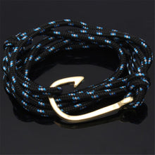Rope Fish Hook Bracelet for Men Wrap Hook bracelet men bracelet Black / Red Hook bracelet J4U66