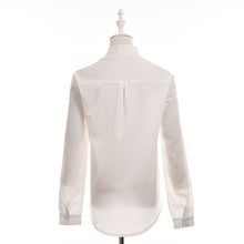Rose Flower Printed Long Sleeve Blouse Women Turn Down Collar Chiffon Shirts White Big Size Women Clothes J4U66