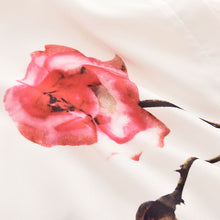 Rose Flower Printed Long Sleeve Blouse Women Turn Down Collar Chiffon Shirts White Big Size Women Clothes J4U66
