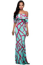 ruffles off shoulder boho long dress beach floor length printed dress women long sundress bohemia dress J4U66