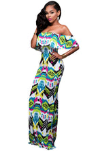 ruffles off shoulder boho long dress beach floor length printed dress women long sundress bohemia dress J4U66