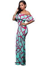 ruffles off shoulder boho long dress beach floor length printed dress women long sundress bohemia dress J4U66