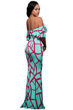 ruffles off shoulder boho long dress beach floor length printed dress women long sundress bohemia dress J4U66
