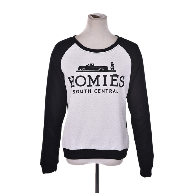 S-2XL White Black Women Pullover Long Sleeve Casual Sweatshirts Women Letter Clothing J4U66