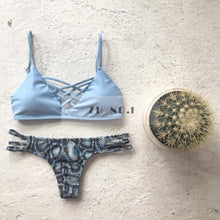 push up sexy high neck sexy bikini set women swimwear low waist bikinis denim beach biquini swimsuit bathing suit J4U66