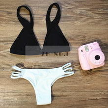 push up sexy high neck sexy bikini set women swimwear low waist bikinis denim beach biquini swimsuit bathing suit J4U66