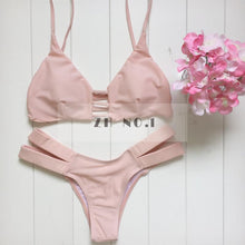 push up sexy high neck sexy bikini set women swimwear low waist bikinis denim beach biquini swimsuit bathing suit J4U66