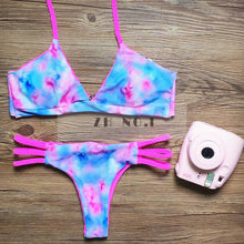 push up sexy high neck sexy bikini set women swimwear low waist bikinis denim beach biquini swimsuit bathing suit J4U66