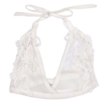 S-XL Sexy Halter Floral Lace Triangle Bra Bustier Sheer Bralette Unpadded Camis Crop Top For Women J4U66
