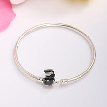 ssterling silver bangle with barrel clasp fits forcharms beads diy women jewelry 3mm chirstmas gift J4U66