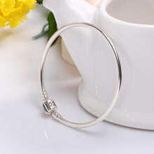 ssterling silver bangle with barrel clasp fits forcharms beads diy women jewelry 3mm chirstmas gift J4U66