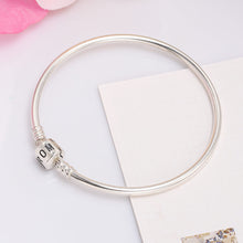 ssterling silver bangle with barrel clasp fits forcharms beads diy women jewelry 3mm chirstmas gift J4U66