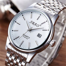 FashionS-A012A Women Men Business Stainless Steel Quartz Calendar Date Wristwatch Gift for Lovers relogio masculino J4U66
