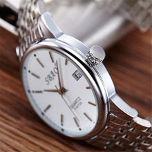 FashionS-A012A Women Men Business Stainless Steel Quartz Calendar Date Wristwatch Gift for Lovers relogio masculino J4U66