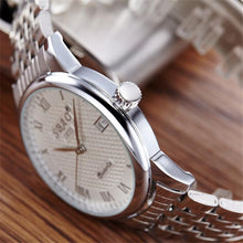 FashionWomen Men Business Stainless Steel Quartz Date Calendar Wrist Watch Gift for Lovers relogio masculino J4U66