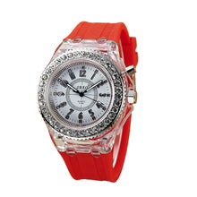 Fashion Ssilicone Diamond Watch LED LuminouColorfulLightWomen Ladies Quartz-Watch Clock Watch Relogio Masculino J4U66