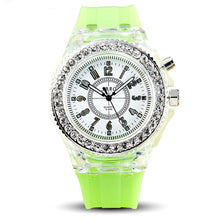 Fashion Ssilicone Diamond Watch LED LuminouColorfulLightWomen Ladies Quartz-Watch Clock Watch Relogio Masculino J4U66