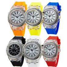Fashion Ssilicone Diamond Watch LED LuminouColorfulLightWomen Ladies Quartz-Watch Clock Watch Relogio Masculino J4U66
