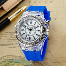 Fashion Ssilicone Diamond Watch LED LuminouColorfulLightWomen Ladies Quartz-Watch Clock Watch Relogio Masculino J4U66