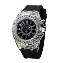 Fashion Ssilicone Diamond Watch LED LuminouColorfulLightWomen Ladies Quartz-Watch Clock Watch Relogio Masculino J4U66