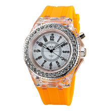 Fashion Ssilicone Diamond Watch LED LuminouColorfulLightWomen Ladies Quartz-Watch Clock Watch Relogio Masculino J4U66