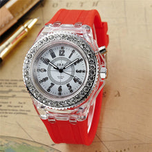Fashion Ssilicone Diamond Watch LED LuminouColorfulLightWomen Ladies Quartz-Watch Clock Watch Relogio Masculino J4U66