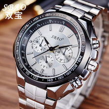 Luxury Men's Circular Dial 3 Movement Stainless Steel Strap Quartz Wrist Watch Business Quartz-Watch Relogio Masculino J4U66