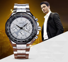 Luxury Men's Circular Dial 3 Movement Stainless Steel Strap Quartz Wrist Watch Business Quartz-Watch Relogio Masculino J4U66