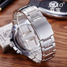 Luxury Men's Circular Dial 3 Movement Stainless Steel Strap Quartz Wrist Watch Business Quartz-Watch Relogio Masculino J4U66