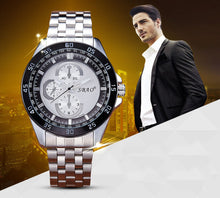 Luxury Men's Circular Dial 3 Movement Stainless Steel Strap Quartz Wrist Watch Men Sports Quartz-Watch Relogio Masculino J4U66