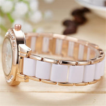 Supper Thin White & Gold Quartz Ladies Crystal Rhinestone Women Analog Wrist Fashion Bracelet Watch Reloje ing J4U66