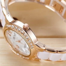 Supper Thin White & Gold Quartz Ladies Crystal Rhinestone Women Analog Wrist Fashion Bracelet Watch Reloje ing J4U66
