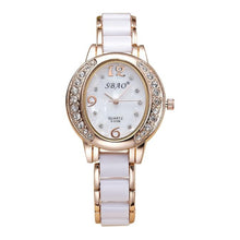 Supper Thin White & Gold Quartz Ladies Crystal Rhinestone Women Analog Wrist Fashion Bracelet Watch Reloje ing J4U66