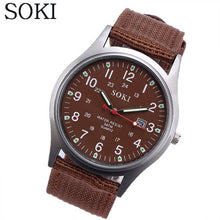 Fashion Sport Outdoor Men's Date Quartz Analog Wrist Watch Military Sports Canvas Strap Unisex Army Style Watch Homme Reloj J4U66