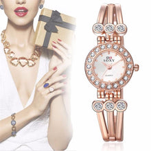 Brand Watch Women Fashion Rose Gold Quartz Watch Luxury Rhinestone Bracelet Watches Hour Clock relojes relogio feminino J4U66