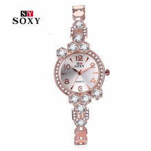 Brand Women Bracelet Watch Women Lady Fashion Alloy Wrist Watches Women Rhinestone Dress Watches Fashion Gift Quartz Watch J4U66