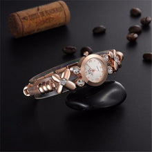 Fashion Daisies Flower Women Watch Rose Gold Bracelet Wrist Watch Women Girl Dress Clocks  J4U66