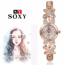 Fashion Daisies Flower Women Watch Rose Gold Bracelet Wrist Watch Women Girl Dress Clocks  J4U66