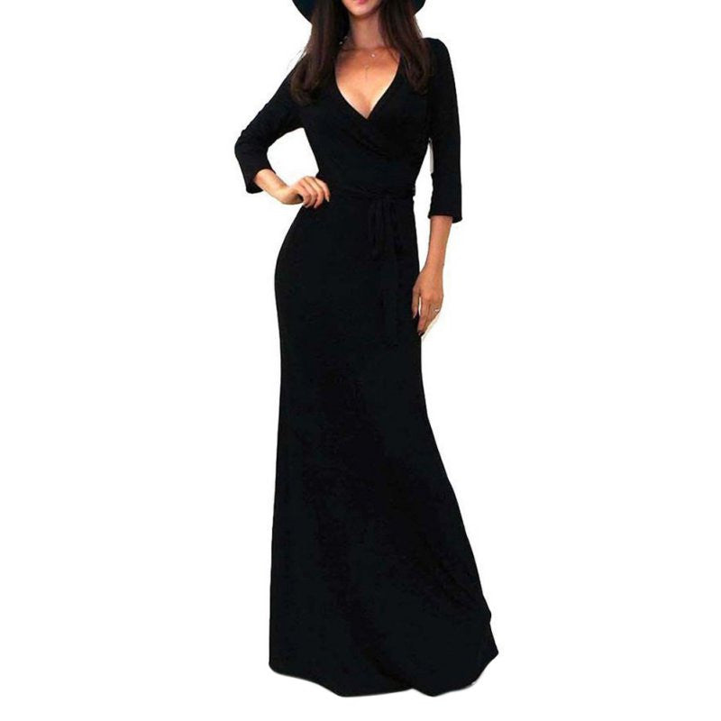 Saias Para As Mulheres Sexy Women Long Bodycon Dress Casual Bohemian Solid Dresses Vestidos J4U66