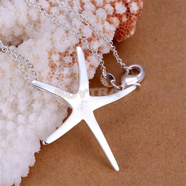 Sea Star Women Pendant Necklace Elegant Brief Silver Plated Starfish Women 18in Jewelry Gifts For Lady J4U66