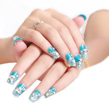 1 Box 24pc Women Artificial Crystal Diamond Nail Art Stickers Bride Manicure Set Series Nail Patch Blue s J4U66