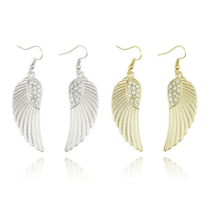 Fashion Women girls Jewelry Rhinestone Angel Wings Earrings J4U66