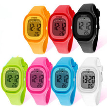 silicone LED Light Digital Sport Wrist Watch Kid Women Girl Men Boy  J4U66