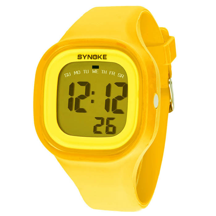 silicone LED Light Digital Sport Wrist Watch Kid Women Girl Men Boy  J4U66