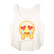 Casual Women Cartoon Crop T-Shirt Emoji Tank Top VBlouse Sleeveless J4U66