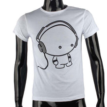 Fashion Men Boy Cotton Tees Shirt Short Sleeve Earphone T-Shirt Clothes J4U66